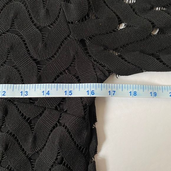 Free People Dress Womens Small Black Crochet Knit Chevron Pattern Bodycon Read - Picture 14 of 15